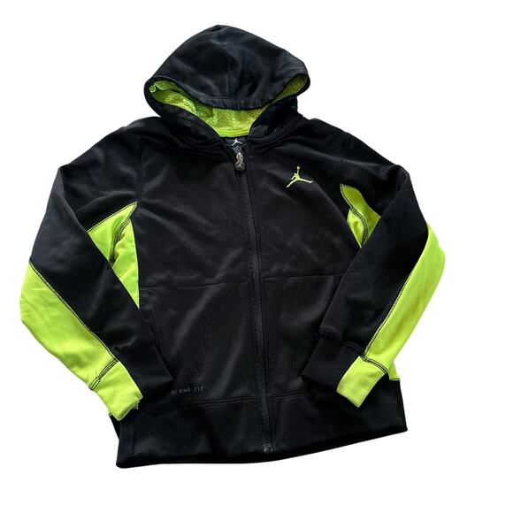 Jordan Thermafit Full Zip Hoodie - Black & Yellow - Boys M - Picture 1 of 4
